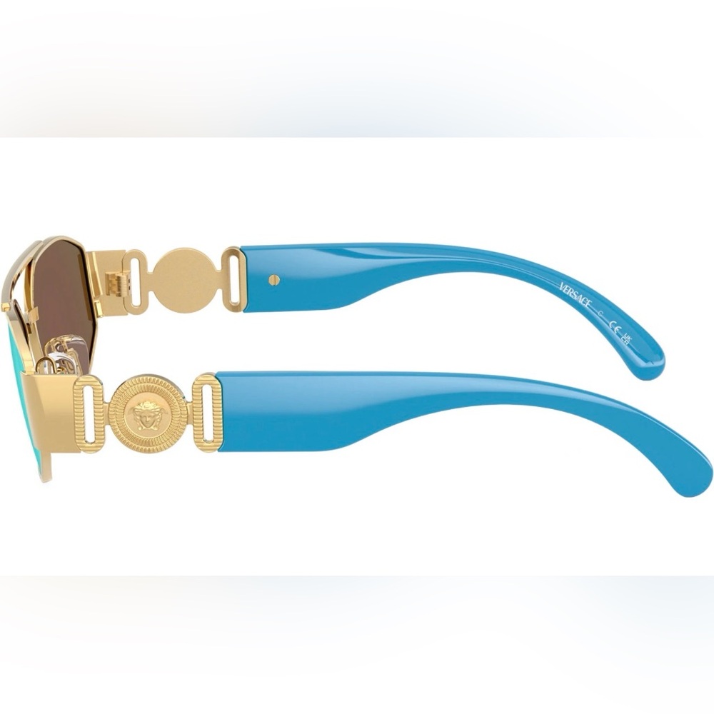 Versace Gold Frame Sunglasses with Aqua Blue Lenses 0VK2003 - Picture 4 of 6